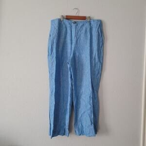 Boden Women's Eldon Linen  Wide Leg Trousers in  Blue Minimalist  Look size 14